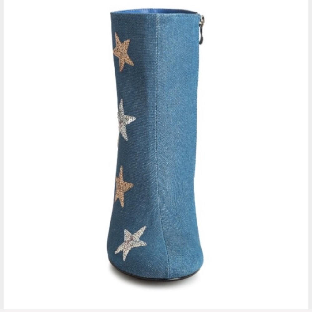 Denim wide width silver & gold star booties - Picture 4 of 5
